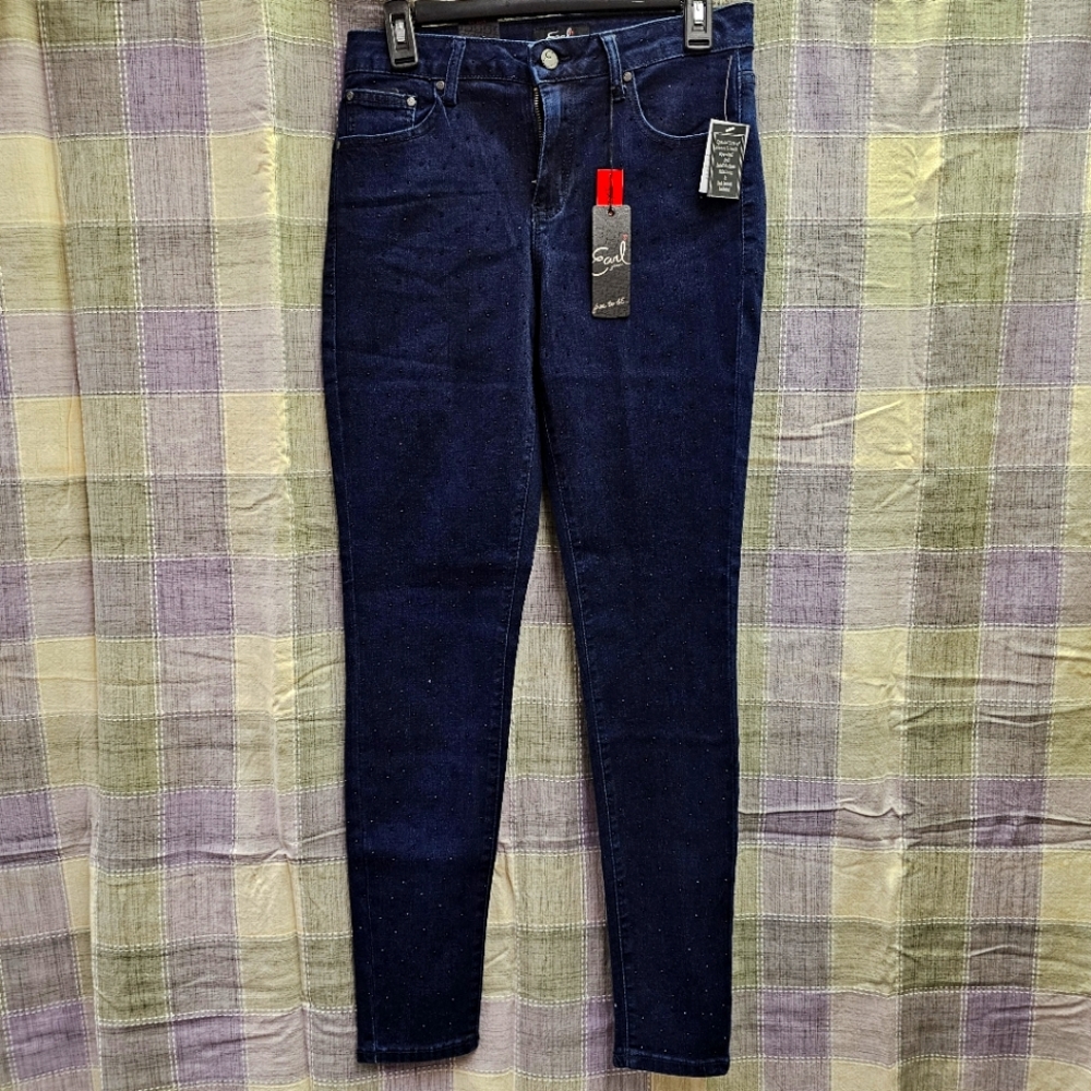 Earl Jeans *Women's Size 10 *Dark Blue Wash *Skinny *Stretch *Rhinestones *NWT